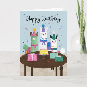Tarjeta Fiesta de cumpleaños de llamas