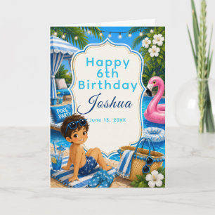 Tarjeta Fiesta de cumpleaños de niños en la piscina azul