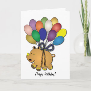 Tarjeta Fiesta de cumpleaños de niños: Rhino