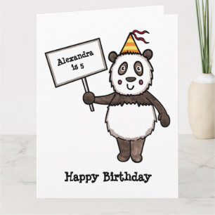 Tarjeta Fiesta de Cumpleaños de Panda Personalizada para N