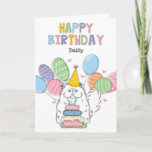 Tarjeta Fiesta de cumpleaños de pelo largo para gato persa