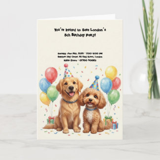 Tarjeta Fiesta de Cumpleaños de Perros Adorables