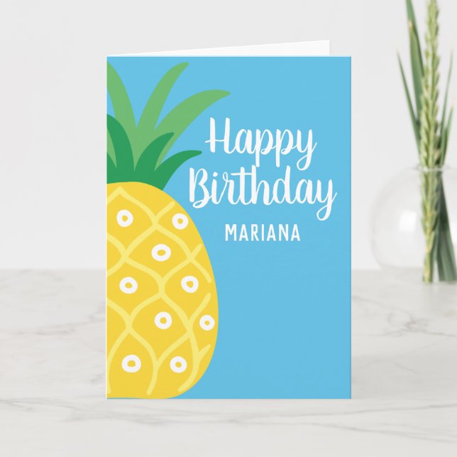 Tarjeta Fiesta de cumpleaños de Pineapple Tutti Frutti (Anverso)
