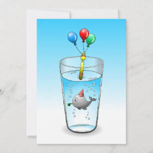 Tarjeta Fiesta de Cumpleaños de Piscina de Ballenas