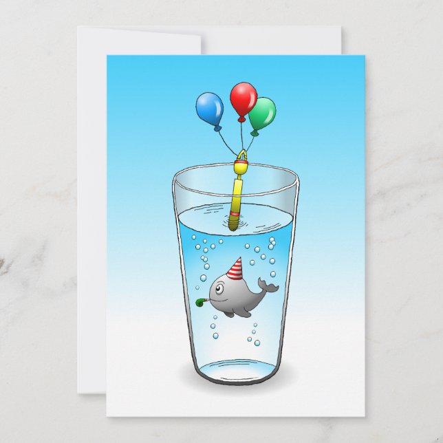 Tarjeta Fiesta de Cumpleaños de Piscina de Ballenas (Anverso)