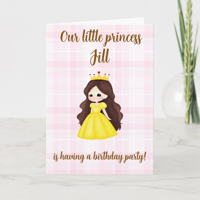 Tarjeta Fiesta de cumpleaños de princesa cierva acuarela p (Anverso)