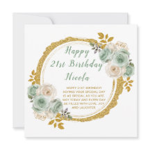 Fiesta de cumpleaños de Sage Green y Gold Elegant 