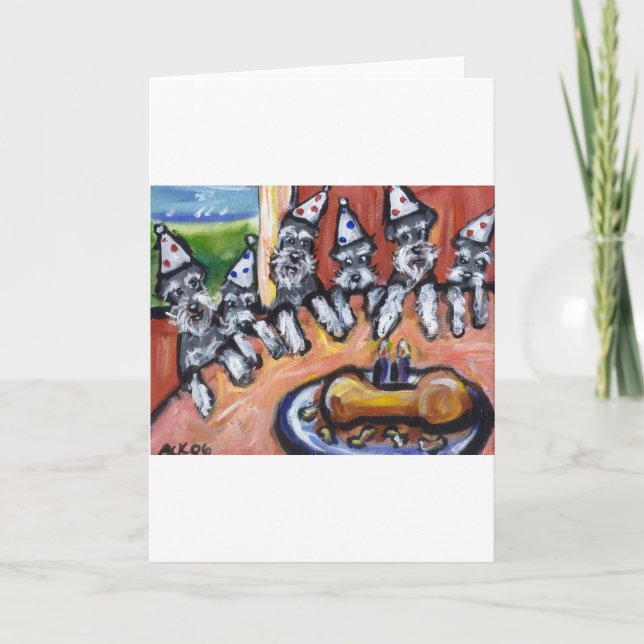 Tarjeta Fiesta de cumpleaños de Schnauzer (Anverso)