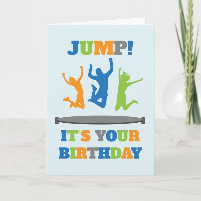 Tarjeta Fiesta de cumpleaños de Trampoline (Anverso)