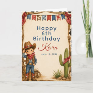 Tarjeta Fiesta de Cumpleaños de Vaquero
