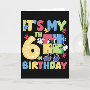 Tarjeta Fiesta de cumpleaños del autismo 6 años niña autis