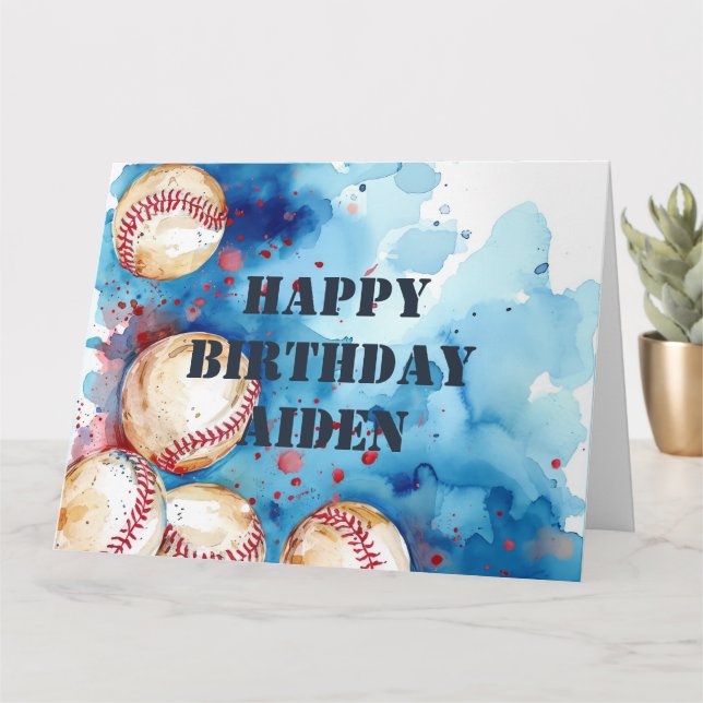 Tarjeta Fiesta de cumpleaños del jugador de béisbol person (Planta pequeña)