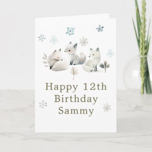 Tarjeta Fiesta de cumpleaños del lobo ártico de invierno a