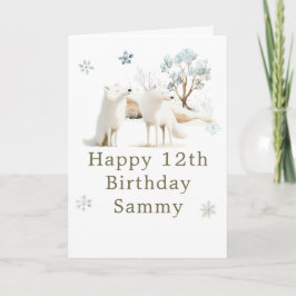 Tarjeta Fiesta de cumpleaños del lobo ártico de invierno a