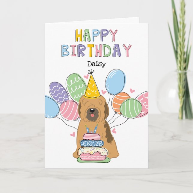Tarjeta Fiesta de cumpleaños del perro terrible tibetano (Anverso)