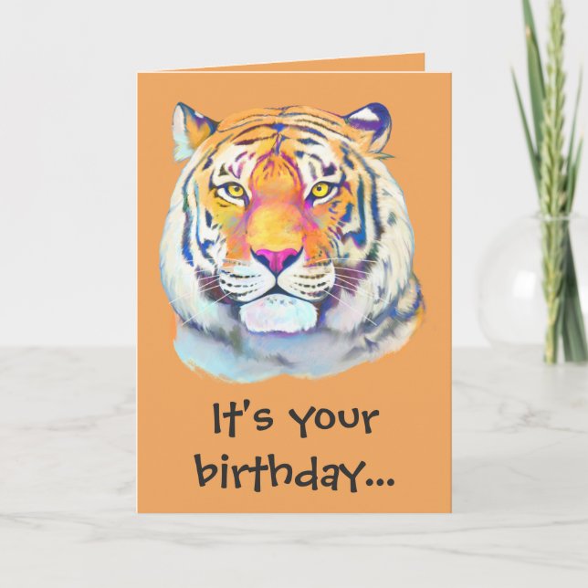 Tarjeta Fiesta de cumpleaños del tigre (Anverso)
