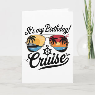 Tarjeta Fiesta de cumpleaños en crucero festivo 2025 Hombr