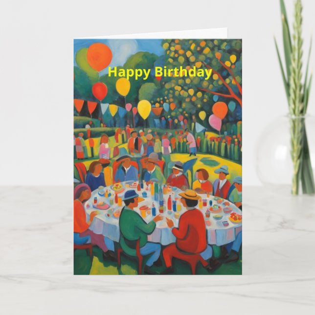 Tarjeta Fiesta de cumpleaños en el jardín (Anverso)