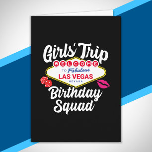 Tarjeta Fiesta de Cumpleaños en Las Vegas - Grupo de Chica