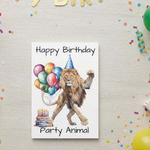 Tarjeta Fiesta de cumpleaños feliz de león animal