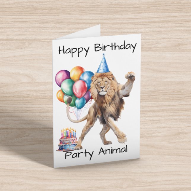 Tarjeta Fiesta de cumpleaños feliz de león animal (Subido por el creador)