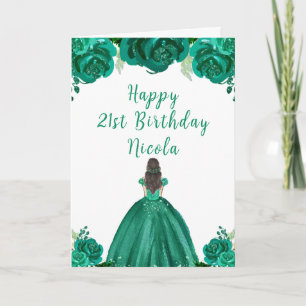 Tarjeta Fiesta de cumpleaños floral verde de la princesa d
