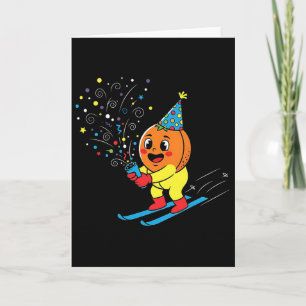 Tarjeta Fiesta de cumpleaños naranja confeti en pistas de
