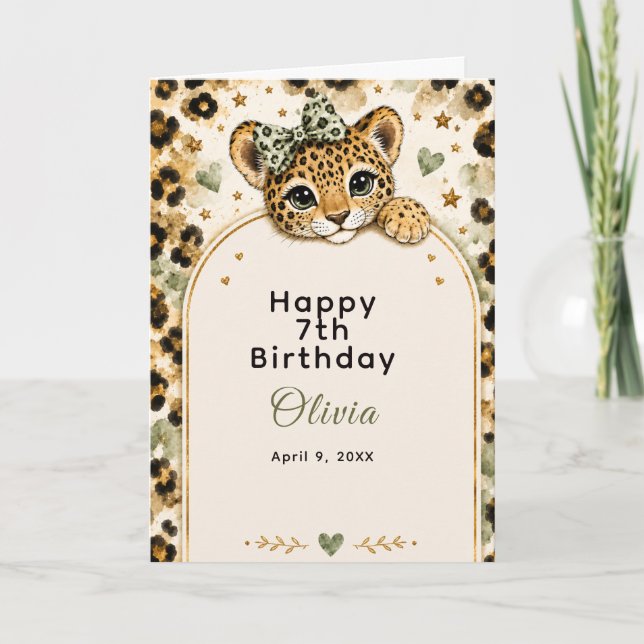 Tarjeta Fiesta de cumpleaños número 12 de Leopardo Salvaje (Anverso)