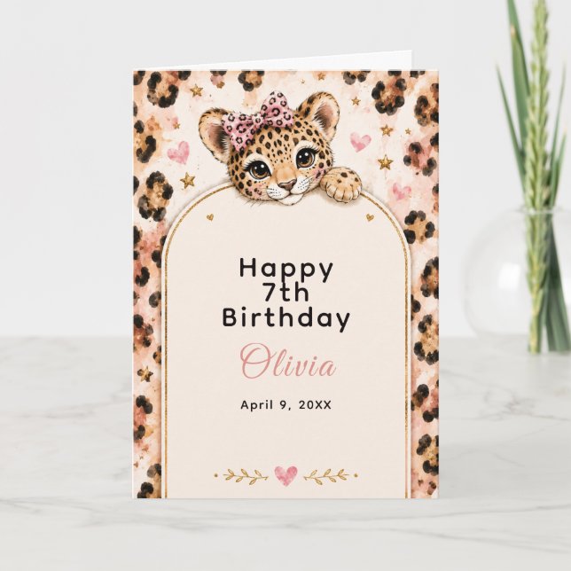 Tarjeta Fiesta de cumpleaños número 12 de Leopardo Salvaje (Anverso)