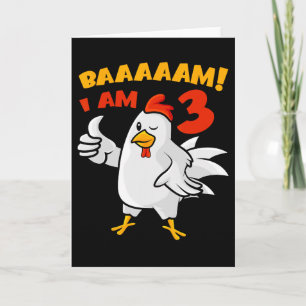Tarjeta Fiesta de cumpleaños número 3 de Pollo Granja de P