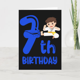 Tarjeta Fiesta de cumpleaños número 7 de niño. Séptimo cum