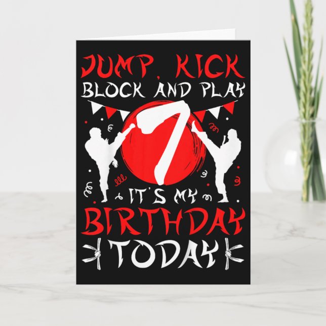 Tarjeta Fiesta de cumpleaños número 7 Karate 7 años Cumple (Anverso)