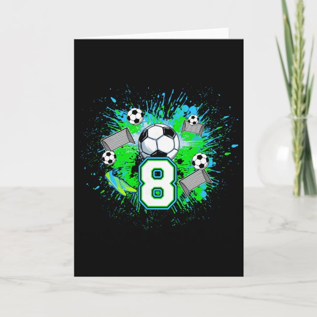 Tarjeta Fiesta de cumpleaños número 8 de fútbol Cumpleaños (Anverso)
