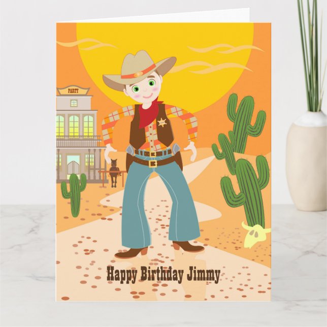 Tarjeta Fiesta de cumpleaños para niños de vaca (Anverso)