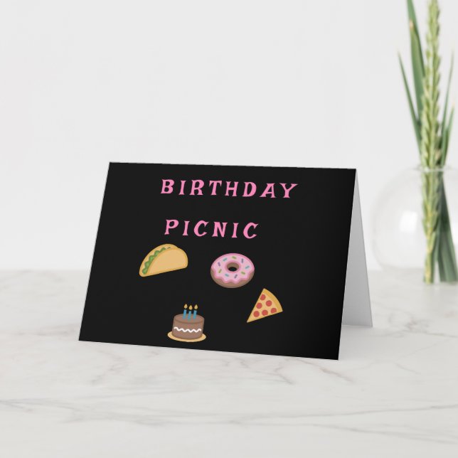 Tarjeta Fiesta de cumpleaños para picnic (Anverso)