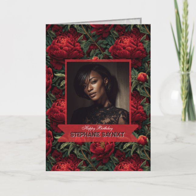 Tarjeta Fiesta de Cumpleaños Peonies Petal Spring  (Anverso)