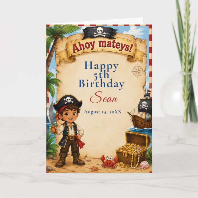 Tarjeta Fiesta de cumpleaños pirata (Anverso)
