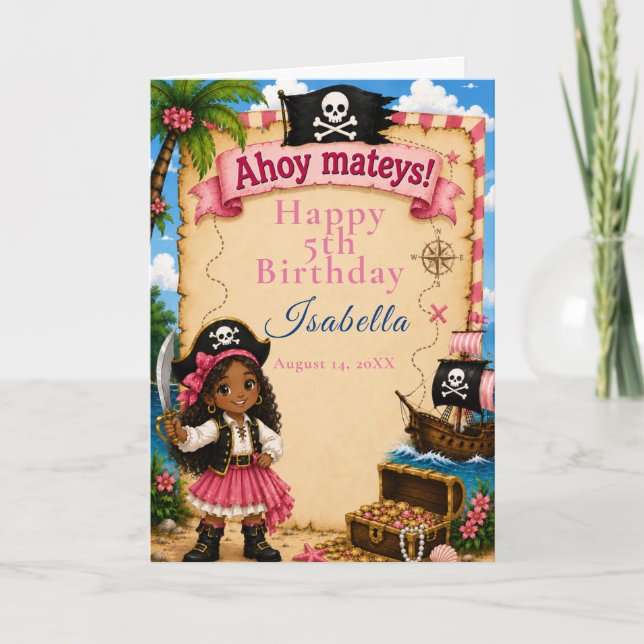 Tarjeta Fiesta de cumpleaños pirata (Anverso)