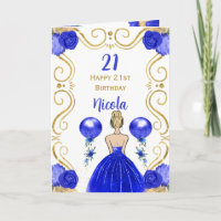 Fiesta de Cumpleaños Princesa Dorada Azul Feliz Cu