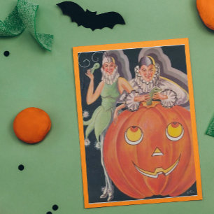 Tarjeta Fiesta de disfraces de Halloween vintage
