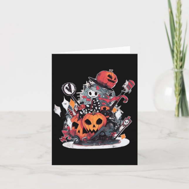 Tarjeta Fiesta de disfraces de película de terror Hallowee (Anverso)