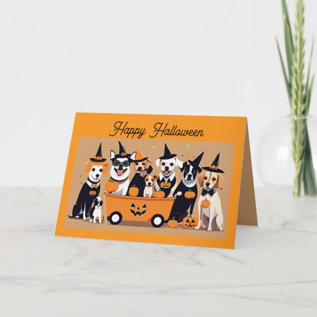 Tarjeta Fiesta de disfraces Doggie Halloween (Anverso)
