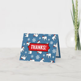 Tarjeta Fiesta de Elefante Blanco de Navidad (Azul) Gracia