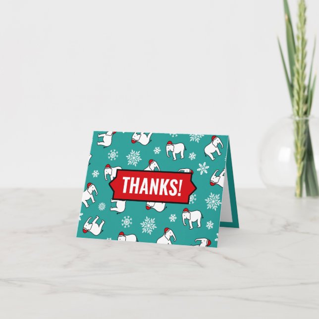 Tarjeta Fiesta de Elefante Blanco de Navidad (Turquesa) Gr (Anverso)