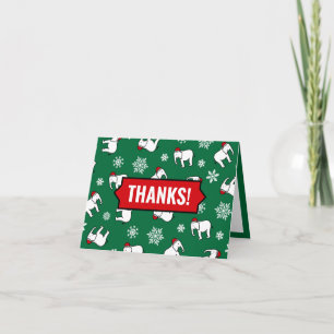 Tarjeta Fiesta de Elefante Blanco Navidad (Verde) Gracias