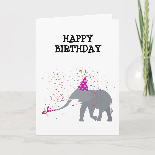 Tarjeta Fiesta de elefantes - Animales que tienen un Fiest (Anverso)