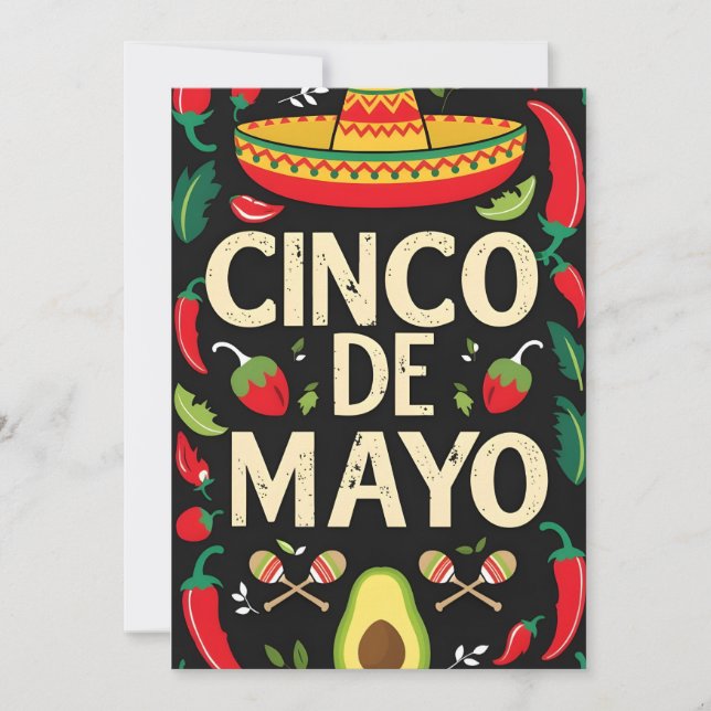 Tarjeta Fiesta de franjas coloridas (Anverso)