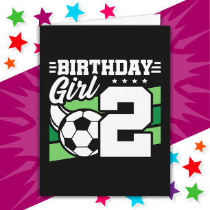 Tarjeta fiesta de fútbol de 2 años Chica de segundo cumple