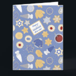 Tarjeta fiesta de galletas de Janucá<br><div class="desc">Me encantan las fiestas y me encanta un buen patrón festivo para ponernos en el espíritu navideño. Este diseño caprichoso inspirado en la fiesta de galletas seguramente traerá alegría a tus fiestas</div>