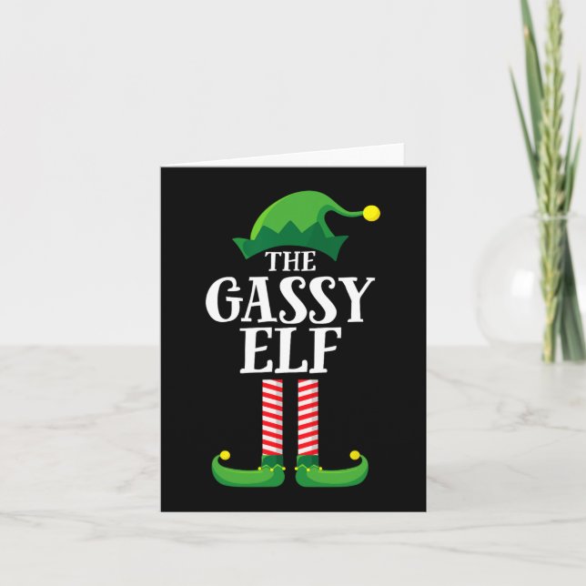 Tarjeta Fiesta de Gassy Elf Matching Family Group (Anverso)